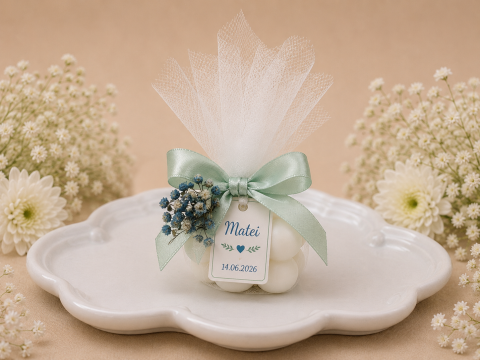Marturii Personalizate - Mărturie din ceară de soia Mini Bubble „Perla” – personalizată