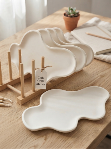 Ceramice decorative - Platou ceramic decorativ handmade - „Cloud Essence”