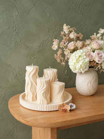 Lumanari decorative - Set 4 Lumânări Decorative Ondulate Ondée din Ceară de Soia