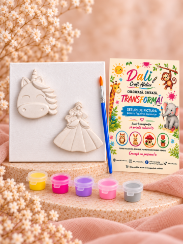 Figurine pentru pictat - Set creativ de pictat Unicorn și Prințesă – Dali Craft Atelier