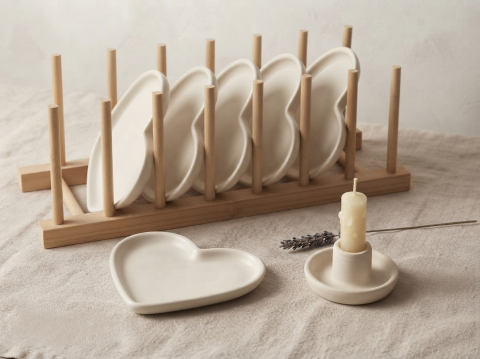 Ceramice decorative - Suport decorativ handmade „Ivory Heart”