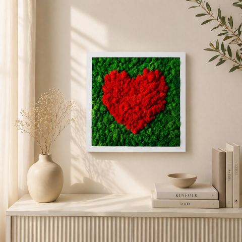 Tablouri Licheni - Tablou handmade cu licheni stabilizați premium „Heart of Nature”