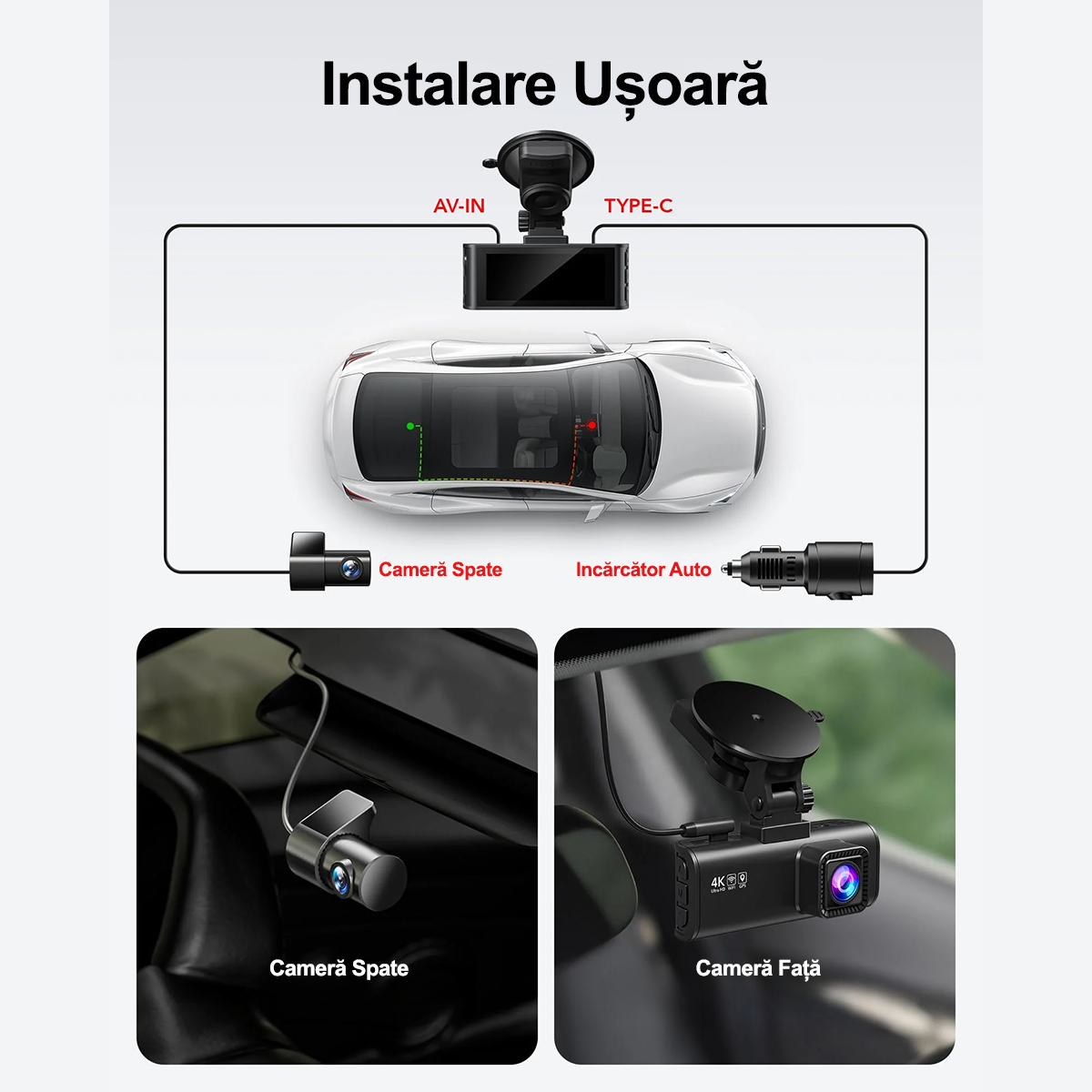 Camera auto de bord fata-spate REDTIGER F7NP 4K+FHD, WiFi, Night Vision, 170, ecran IPS 3.18", GPS, aplicatie dedicata, G-sensor si monitorizare parcare, Card 32GB Inclus [4]