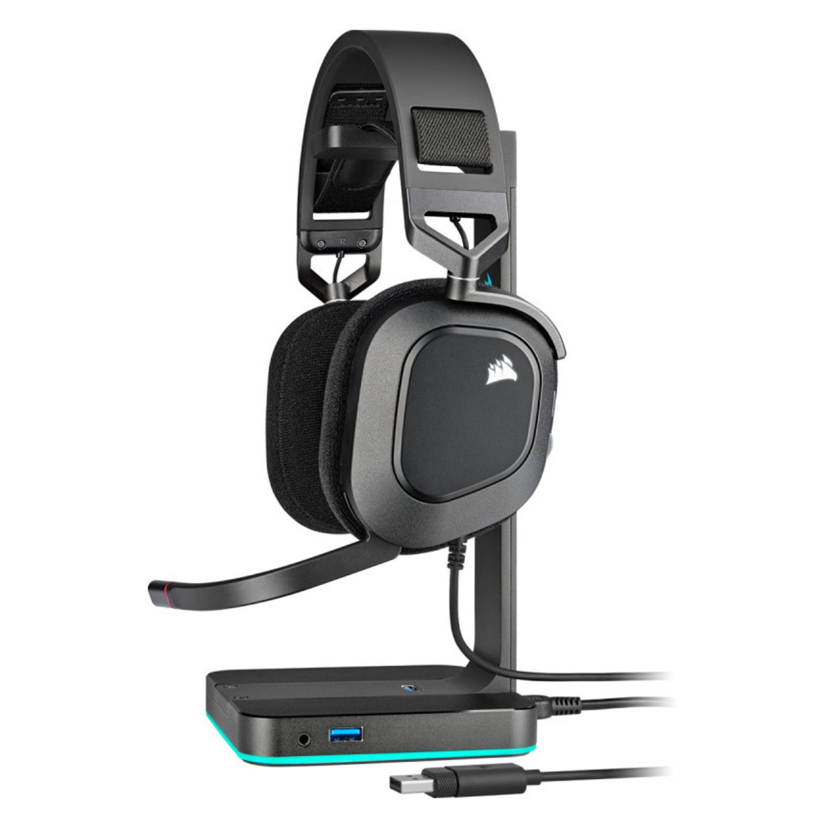 Casti gaming cu microfon Corsair HS80 RGB USB, Surround, Dolby Audio 7.1 24Bit, Negru Carbon [3]