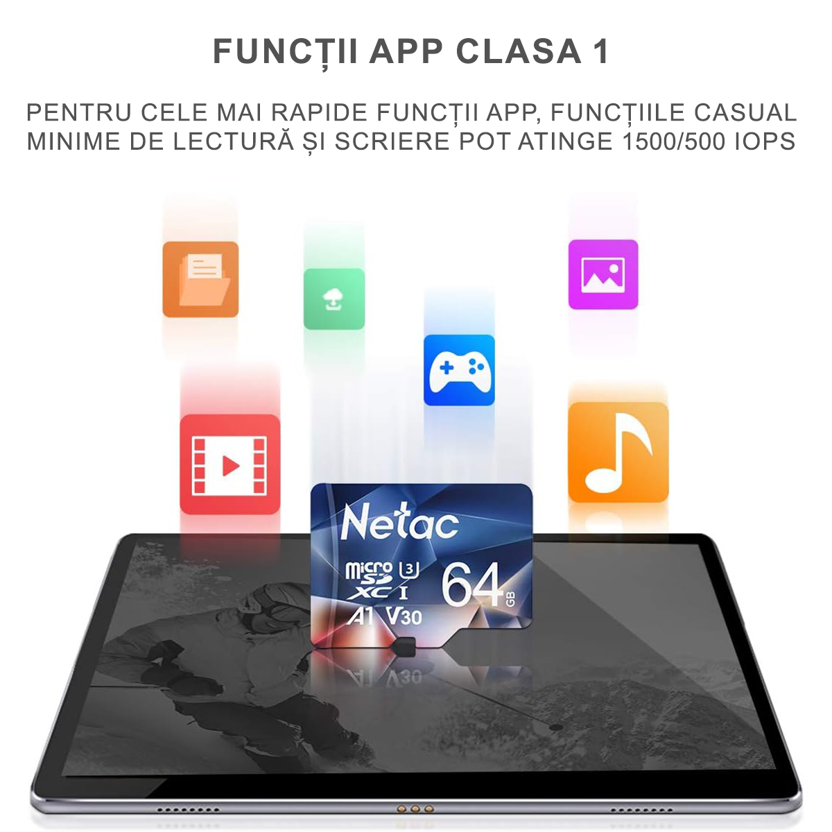 Set 3 Carduri de Memorie MicroSD Netac P500 64GB x 3, Clasa 10 A1, U3, C10, V30, 4K, 667X, UHS-I Viteze pana la 100/30MB/s [6]