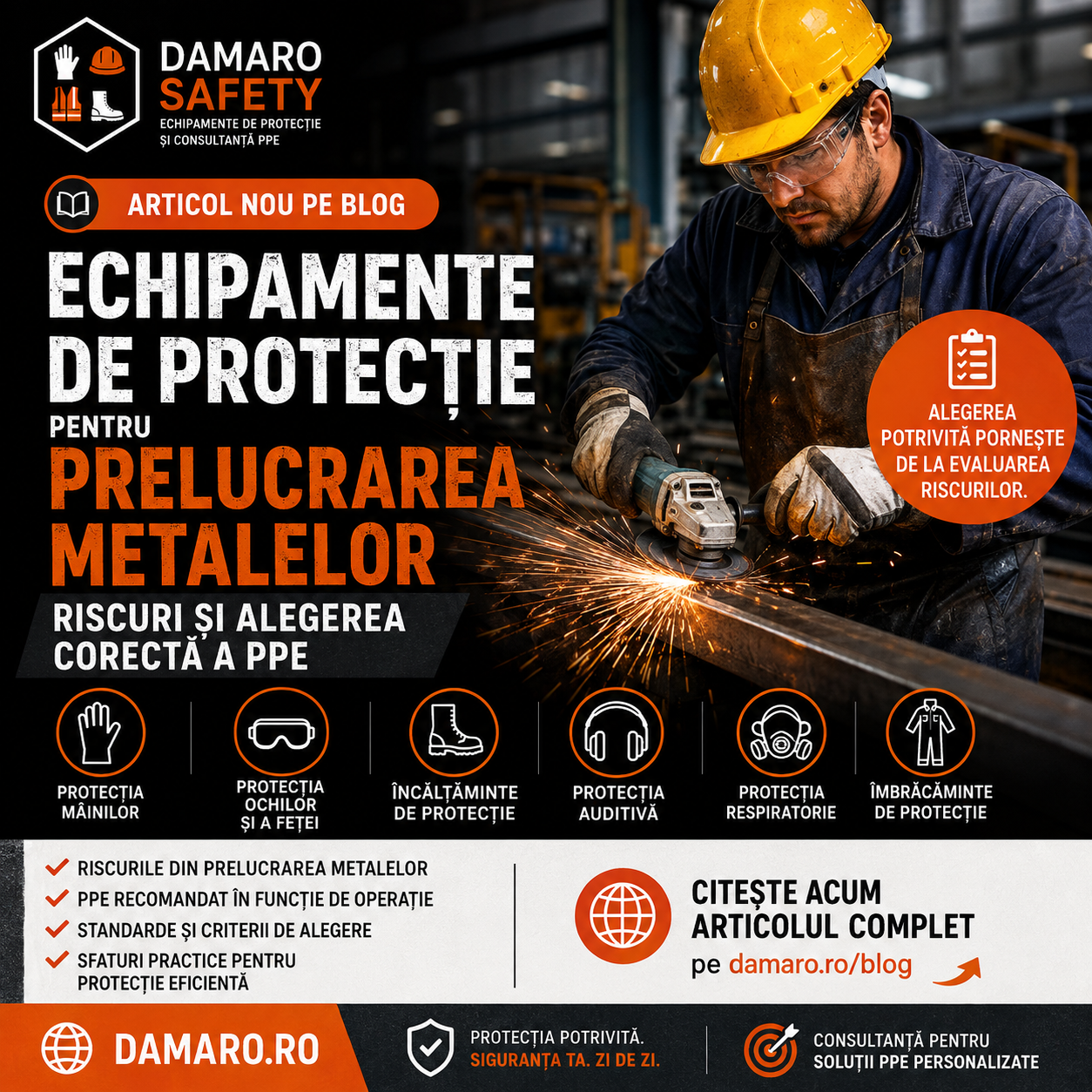 Echipamente de protecție pentru prelucrarea metalelor: riscuri și alegerea corectă a PPE