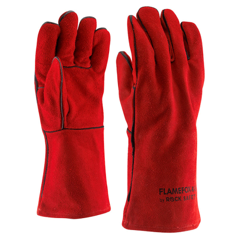 MANUSI SUDURA - Mănuși de sudură ROCK SAFETY FLAMEFOX-R-GA, piele șpalt bovină, rosii, 35 cm
