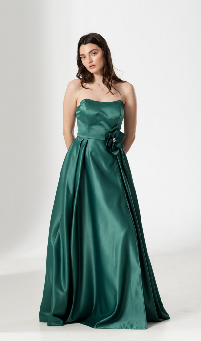 Rochie CORALIA, lunga , din tafta, cu accesoriu in talie [1]