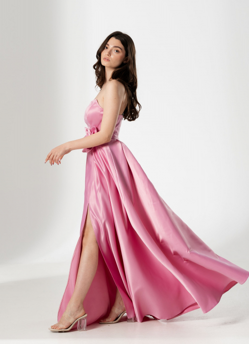 Rochie CORALIA, lunga , din tafta, cu accesoriu in talie [2]