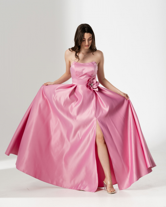 Rochie CORALIA, lunga , din tafta, cu accesoriu in talie [1]