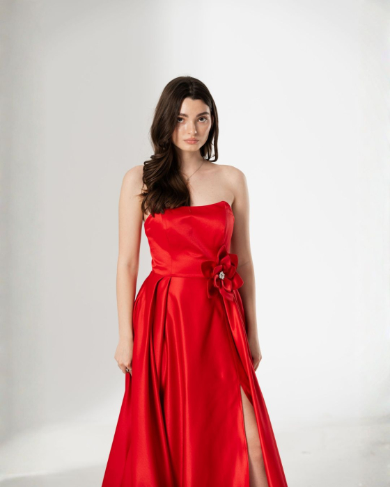 Rochie CORALIA, lunga , din tafta, cu accesoriu in talie [4]