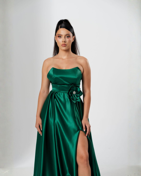 Rochie CORALIA, lunga , din tafta, cu accesoriu in talie [4]