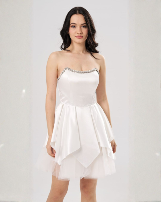 Rochie scurtă elegantă AMALIA albă [4]