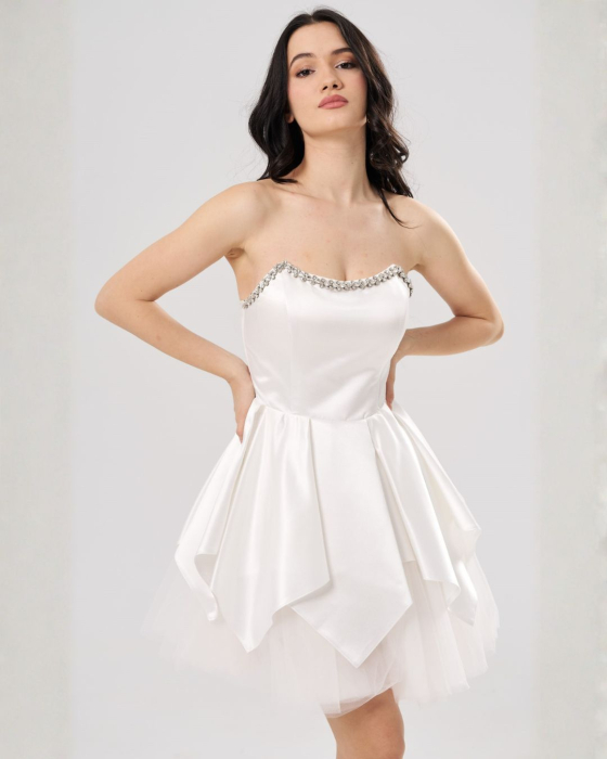Rochie scurtă elegantă AMALIA albă [5]