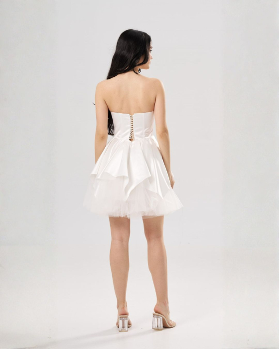 Rochie scurtă elegantă AMALIA albă [3]