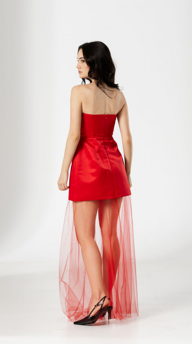 Rochie KARINA , scurta, dreapta, cu floare aplicata si dublura tull [2]