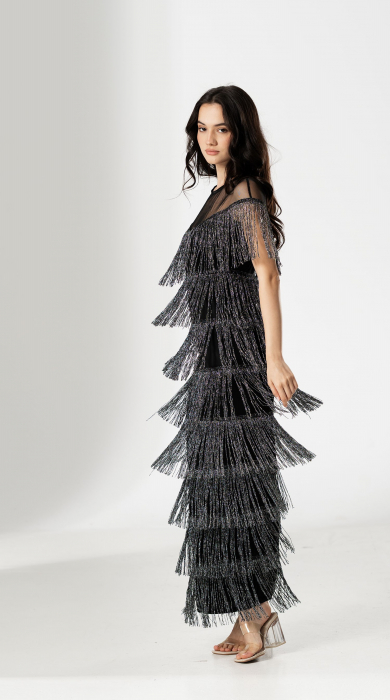 Rochie MARGA, lunga, eleganta, cu franjuri [3]
