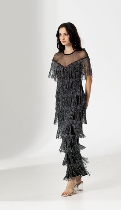 Rochie MARGA, lunga, eleganta, cu franjuri [2]