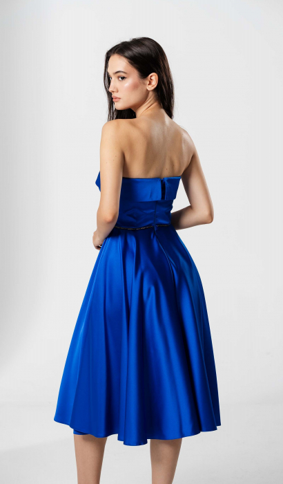 Rochie midi, DENISA, bust structurat, fusta clos, talie accesorizata [2]