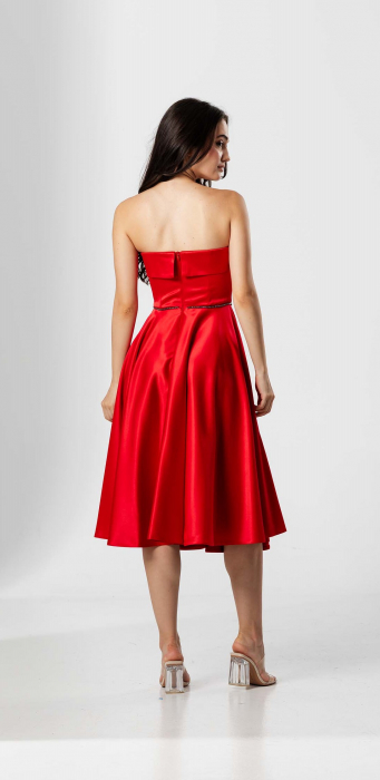 Rochie midi, DENISA, bust structurat ,fusta clos,talie accesorizata [3]