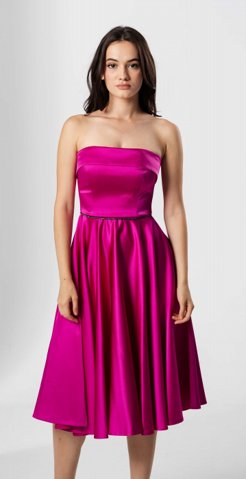 Rochie midi, DENISA, bust structurat ,fusta clos,talie accesorizata [4]