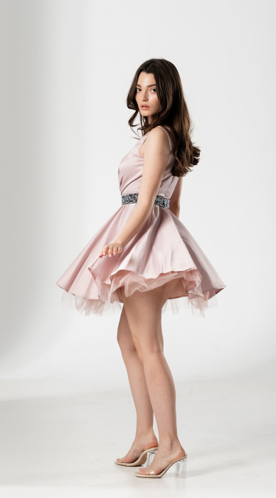 Rochie scurta ADELLE, din tafta cu fusta clos si tulle [2]