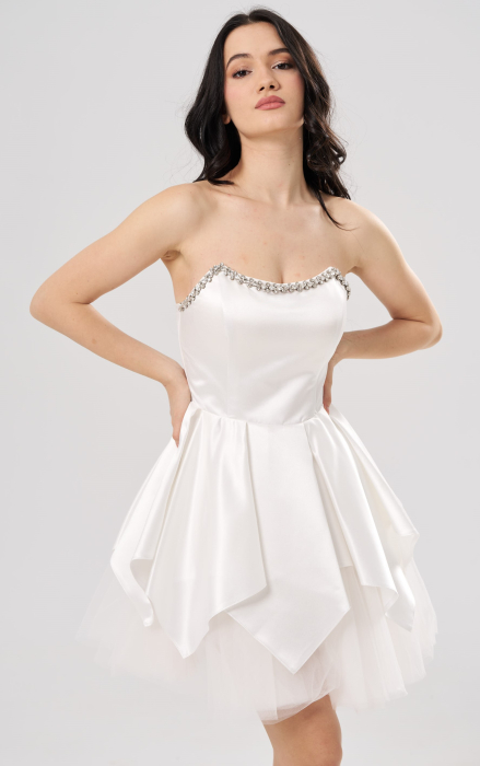 Rochie scurtă elegantă AMALIA albă [5]