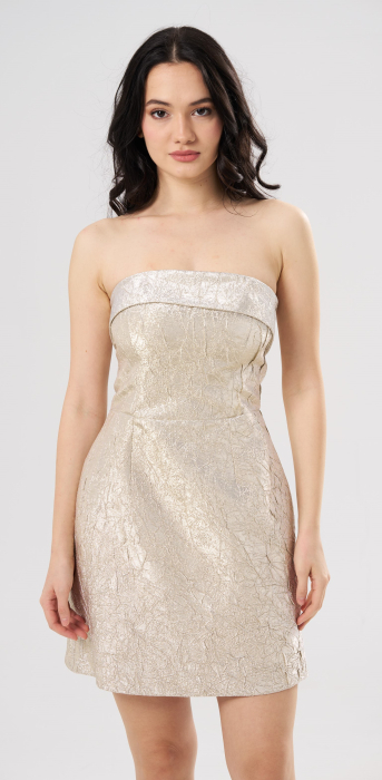 Rochie scurtă elegantă ANA, cu bust tip corset și talie accentuată, alb-sidefat [4]