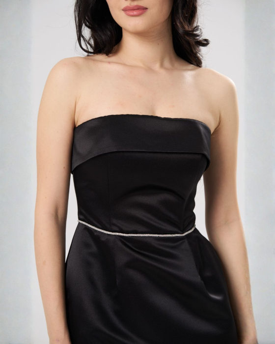 Rochie scurtă elegantă ANA, cu bust tip corset și talie accentuată, negru [4]