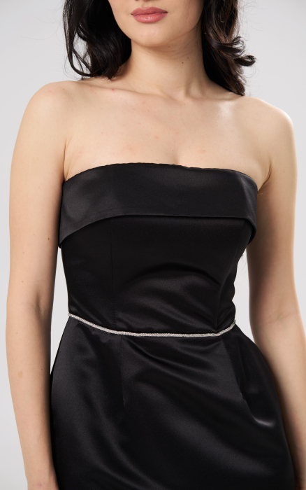 Rochie scurtă elegantă ANA, cu bust tip corset și talie accentuată, negru [4]