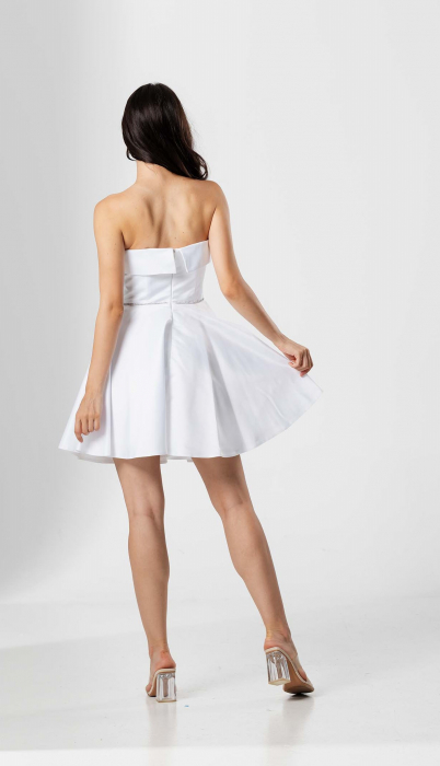 Rochie scurta EMILIA,cu bust tip corset, croiala in A  si snur lucios in talie [2]