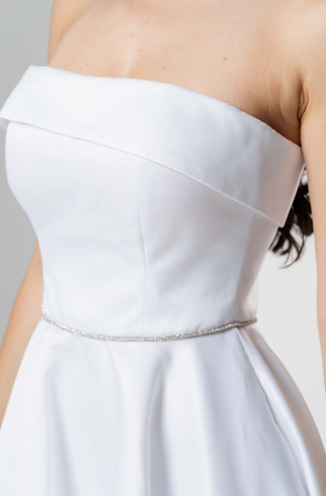 Rochie scurta EMILIA,cu bust tip corset, croiala in A  si snur lucios in talie [4]