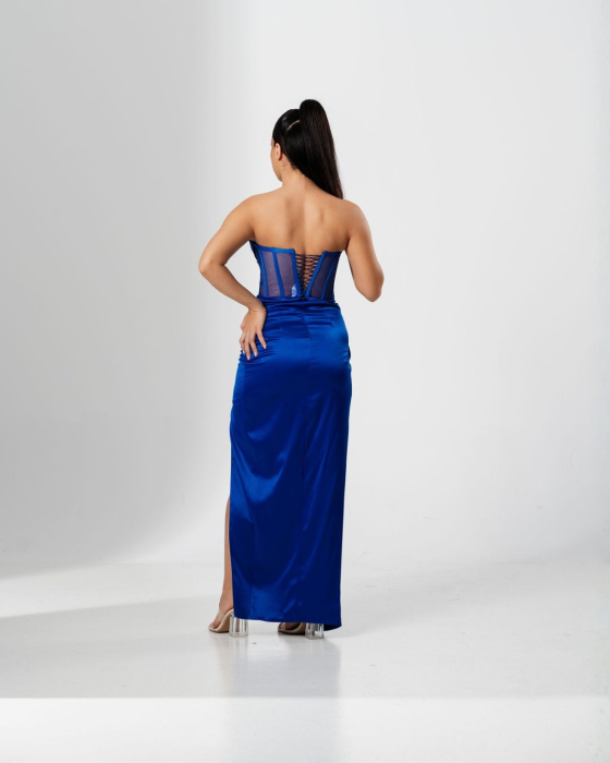 Rochie de seara lunga,bust cu corset si despicata pe picior [4]