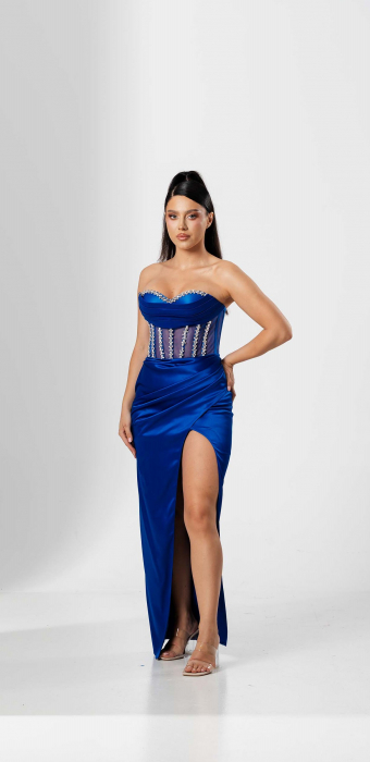 Rochie de seara lunga,bust cu corset si despicata pe picior [1]