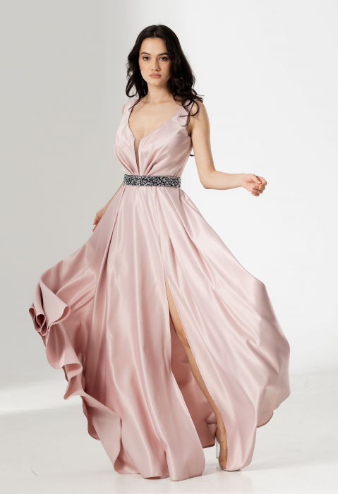 Rochie TARIK, lunga, din tafta, cu curea in talie [3]