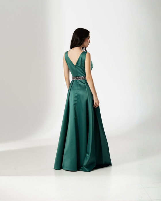 Rochie TARIK, lunga, din tafta, cu curea in talie [3]