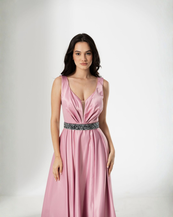Rochie TARIK, lunga, din tafta, cu curea in talie [2]