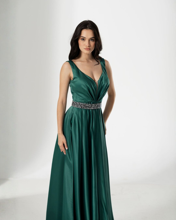 Rochie TARIK, lunga, din tafta, cu curea in talie [4]