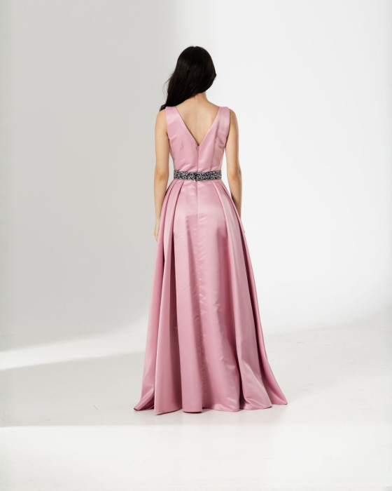 Rochie TARIK, lunga, din tafta, cu curea in talie [3]
