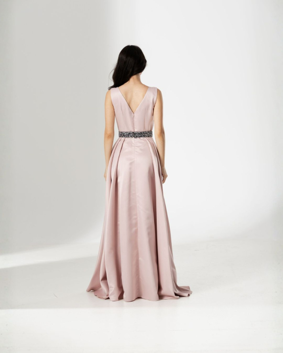 Rochie TARIK, lunga, din tafta, cu curea in talie [5]