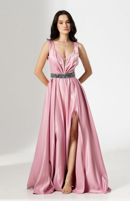 Rochie TARIK, lunga, din tafta, cu curea in talie [2]