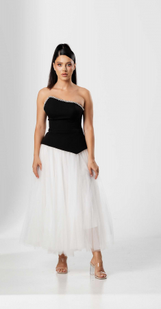 COMPLEURI - Compleu elegant ,cu bustiera asimetrica si fusta din tull