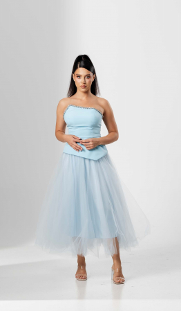 COMPLEURI - Compleu elegant ,cu bustiera asimetrica si fusta din tull