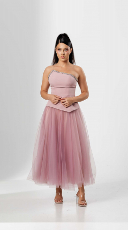 COMPLEURI - Compleu elegant ,cu bustiera asimetrica si fusta din tull