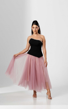 COMPLEURI - Compleu elegant ,cu bustiera asimetrica si fusta din tull