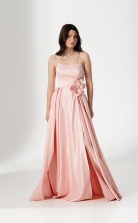 ROCHII ELEGANTE - Rochie CORALIA, lunga , din tafta, cu accesoriu in talie