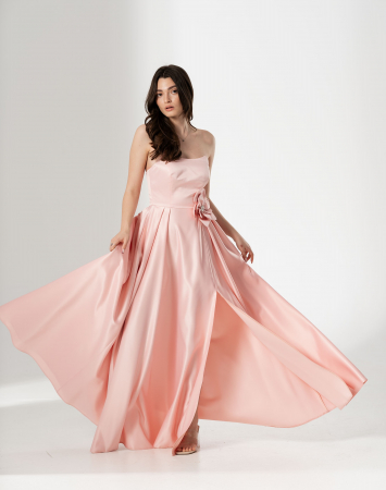 Rochie CORALIA, lunga , din tafta, cu accesoriu in talie [2]