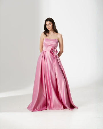 ROCHII OCAZIE - Rochie CORALIA, lunga , din tafta, cu accesoriu in talie