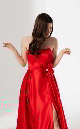 Rochie CORALIA, lunga , din tafta, cu accesoriu in talie [2]