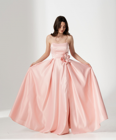 Rochie CORALIA, lunga , din tafta, cu accesoriu in talie [1]